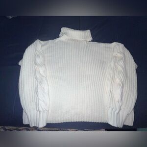 NWT 525 America Cold Shoulder Chunky Oversized Cropped Sweater - Chalk - Sz XS